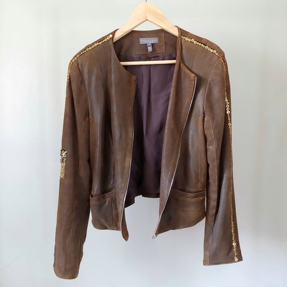 Sachin + Babi Jackets & Blazers - Sachin + Babi For Ankasa Brown Leather Jacket Size 8